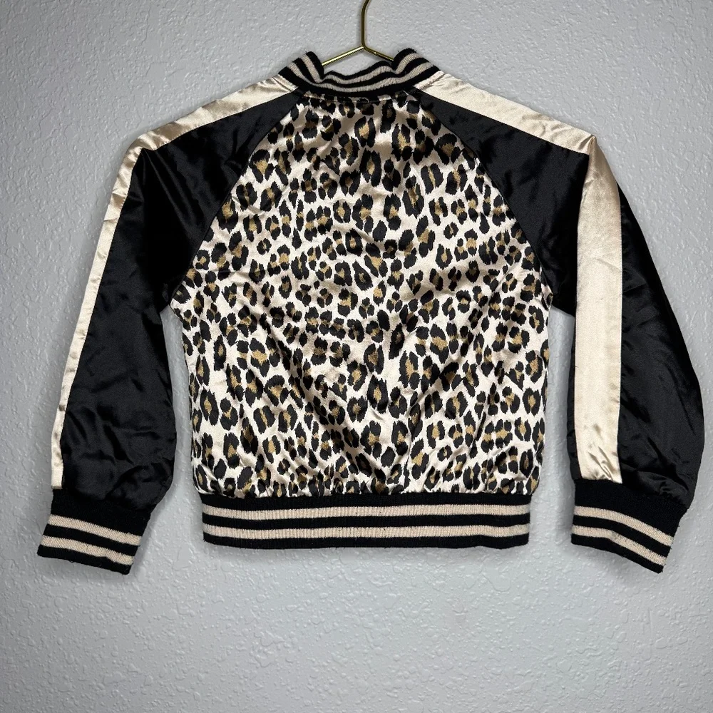 The Childrens Place Size 5/6 Leopard‎ print full Zip Bomber Jacket